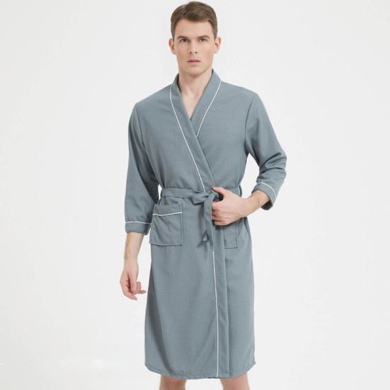 Мужской весенне-осенний халат однотонный ночной халат длиной до колена мягкий домашний халат для отдыха пижама для пар