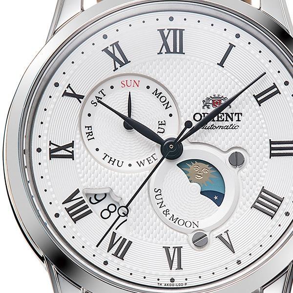 Orient Мужской TRN-AK0005S (Orient Classic СОЛНЦЕ И ЛУНА) Круглые часы из черной нержавеющей стали с несколькими стрелками, аналоговые