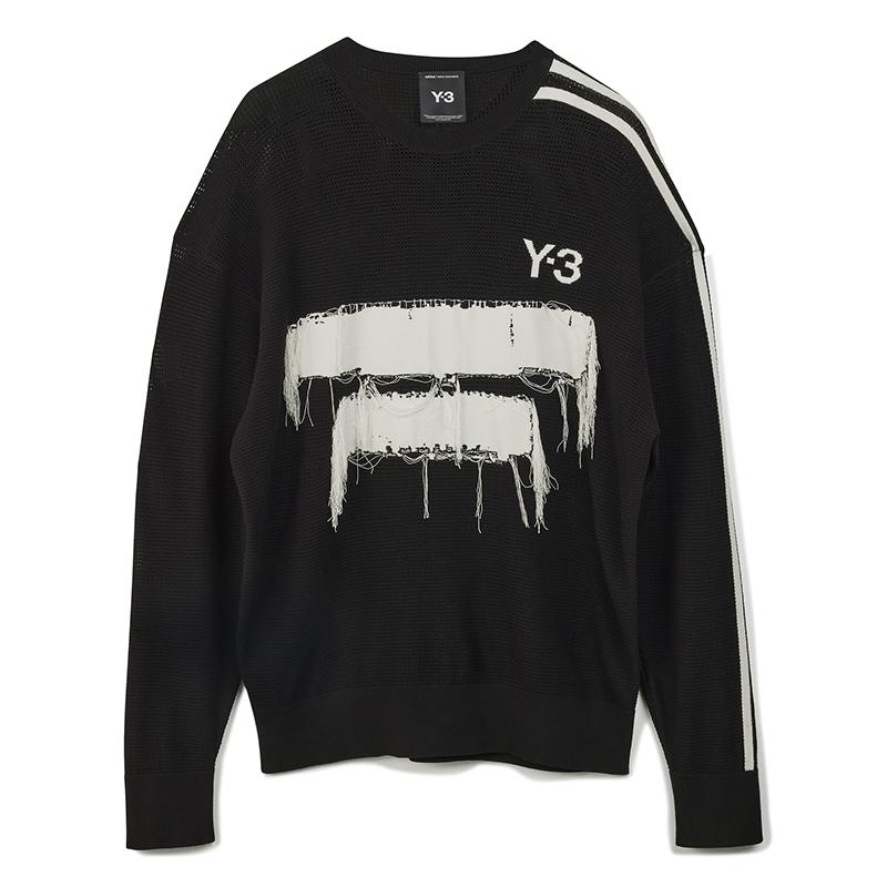 Y-3 Gfx Трикотажный свитер с круглым вырезом Унисекс Свитер Черный JN4873