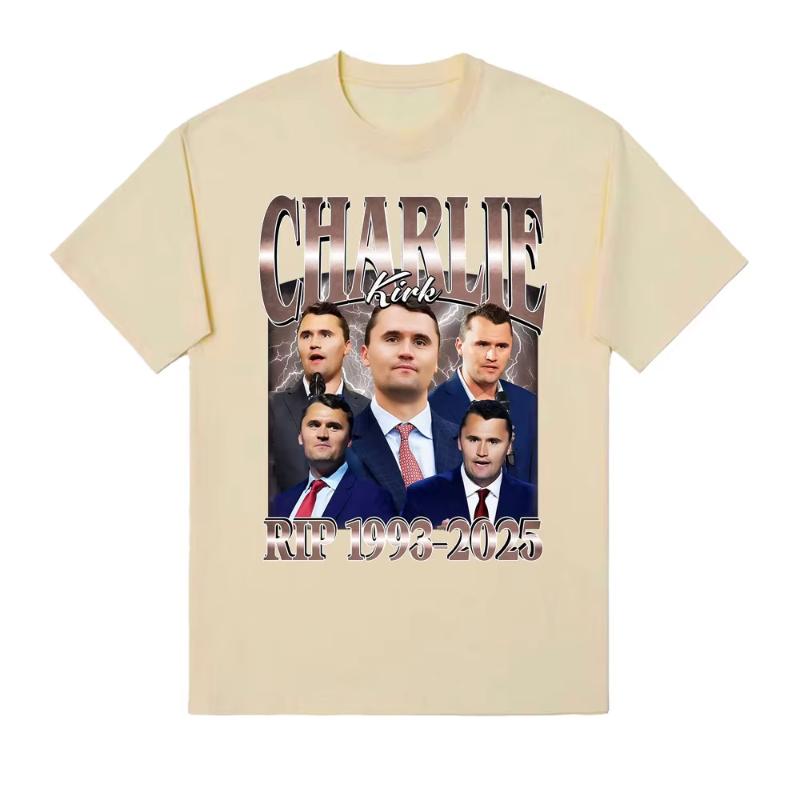 Comical Charlie Kirk RIP 19932025 Political Commemorative Retro Graphic Unisex and Women Summer Print Pure Tshirt