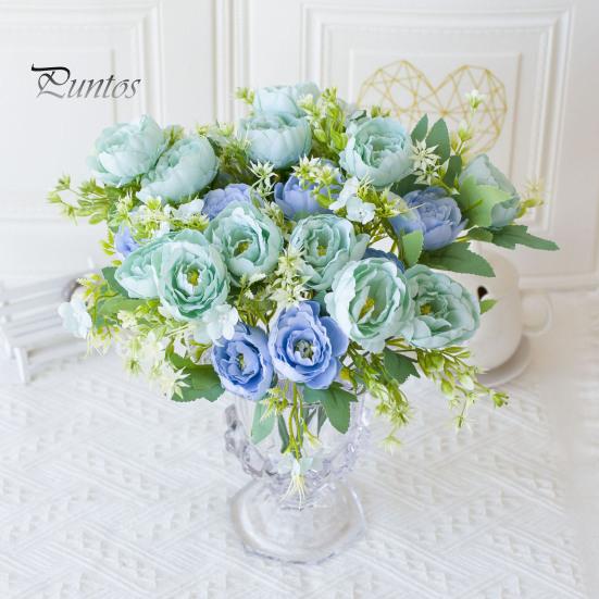 Букет из искусственных пионов, 5 головок, реалистичные искусственные шелковые цветы, свадебная вечеринка, домашний офис, центральный элемент стола, пластиковые искусственные цветочные растения, украшение