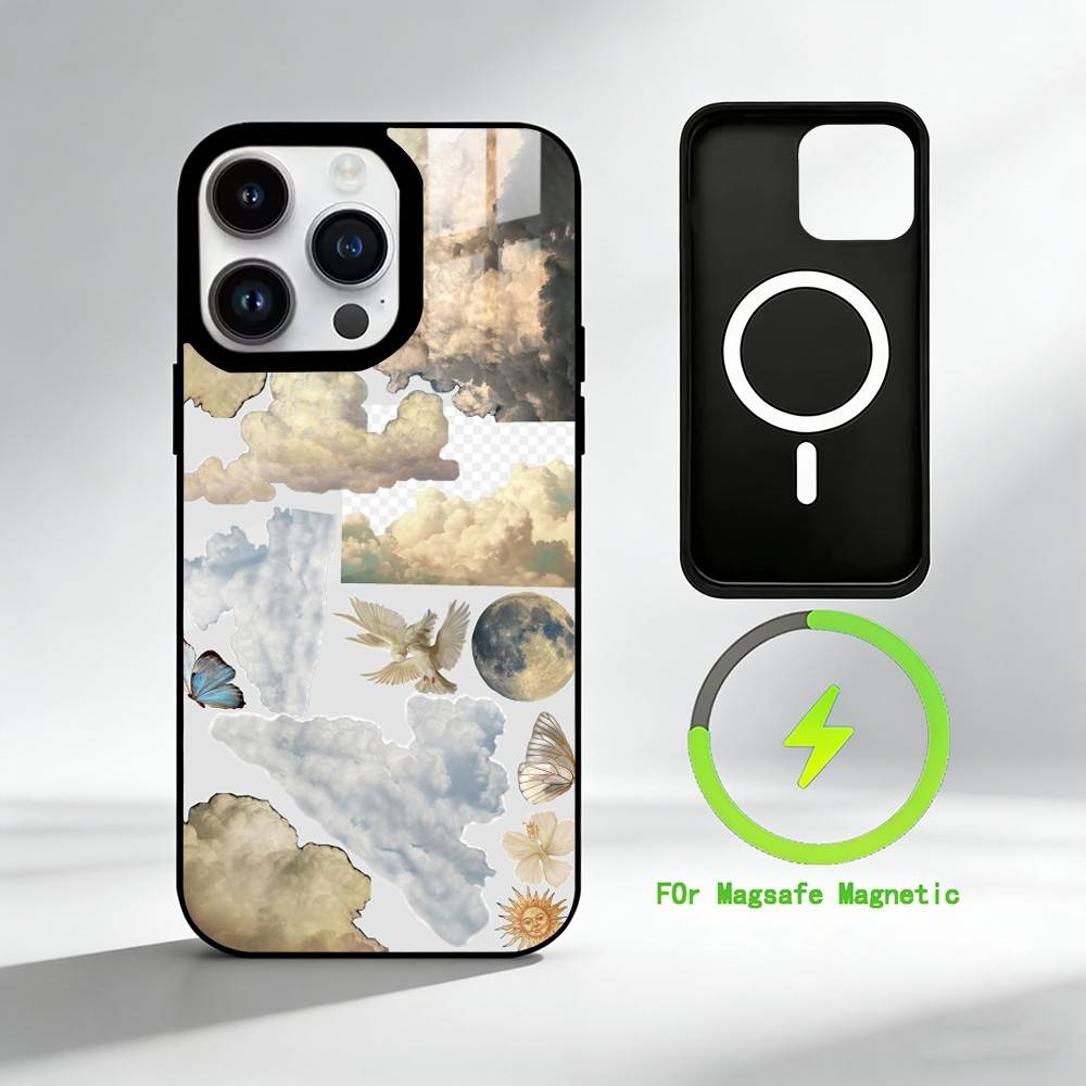 Чехол для телефона с мозаичным рисунком для iPhone 17 16 15 14 13 12 Pro Max Plus с зеркальным покрытием, беспроводной, магнитный
