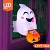 Joyfy 4.5 FT Halloween Inflatable Cute Flying Ghost with Pumpkin Candy Basket Broke for Window Decoration Yard