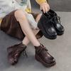 Johnature Ретро ботильоны на танкетке с толстой подошвой из натуральной кожи, женская обувь, увеличивающая рост