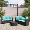 VidaXL Garden Lounge Set 6 Pcs with Cushions Black Wicker, Outdoor Sofa Set, Garden Corner Sofa, 3308420