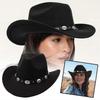 Black Cowboy Cowgirl Hat Wool Blend With Leather Band Sun Shading Hat