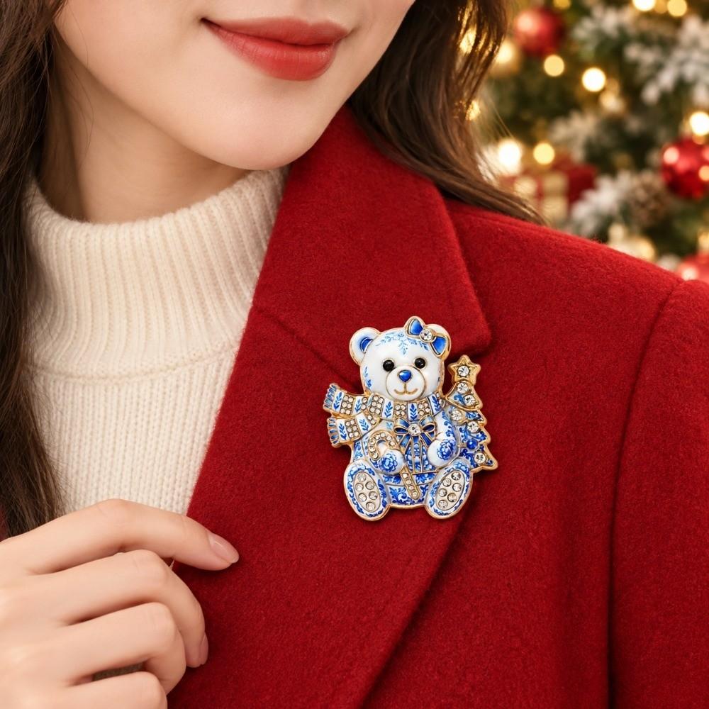 Crystal Rhinestone Lapel Pin Sparkly Enamel Brooch New Christmas Brooch Women