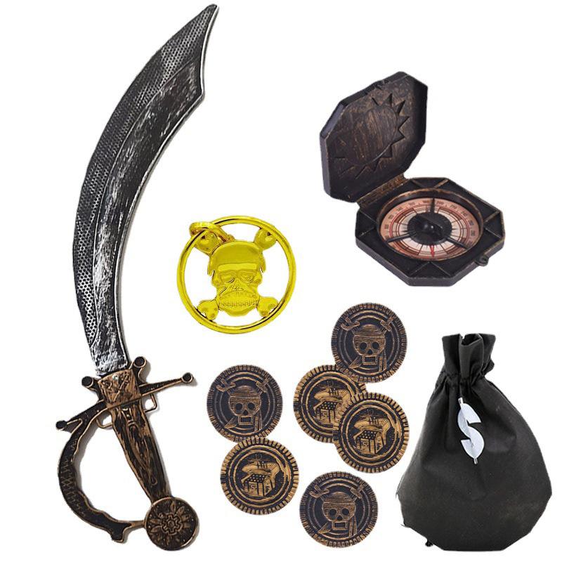 Пиратская повязка на глаз, монеты, корабли, воздушные шары, череп, шляпа, детские сувениры, подарочный набор игрушек для украшения вечеринки на тему Хэллоуина