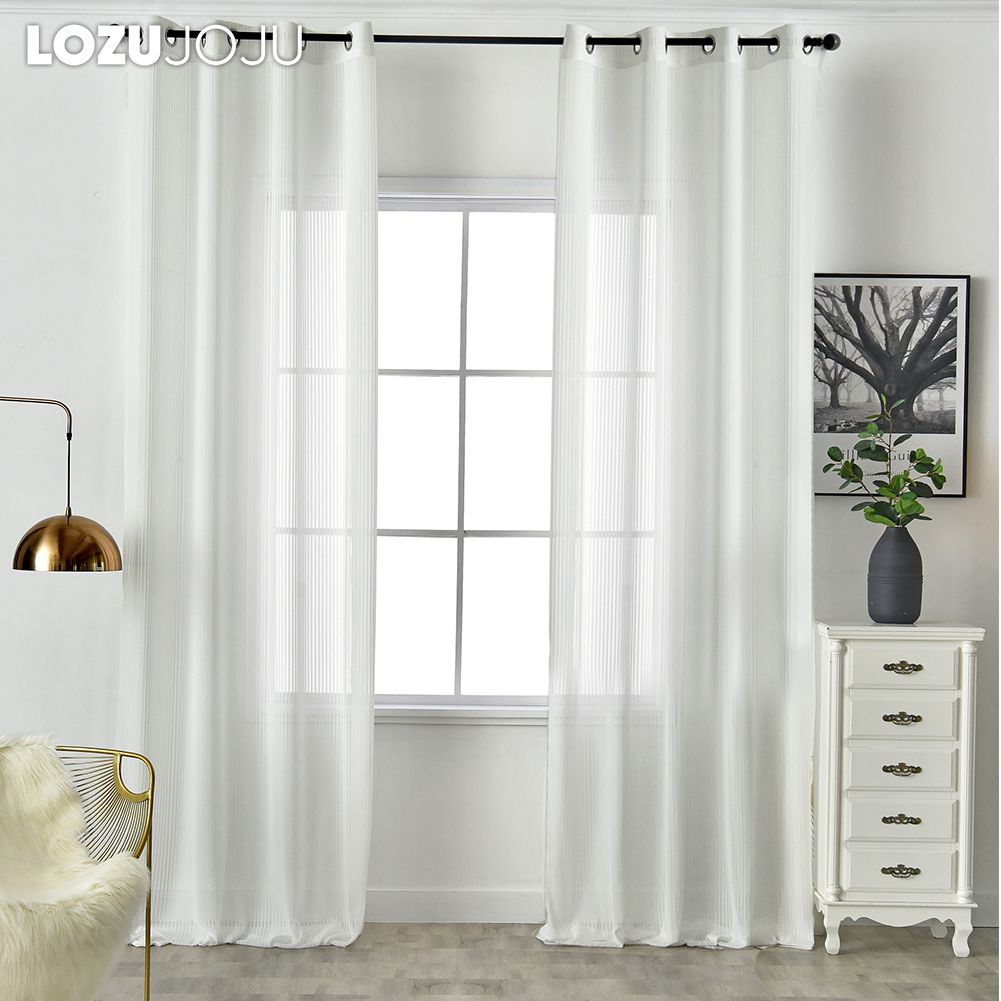 1 шт. LOZUJOJU ткань обновление однотонный полосатый белый тюль занавес теплый прозрачный для спальни гостиная украшение окна дома