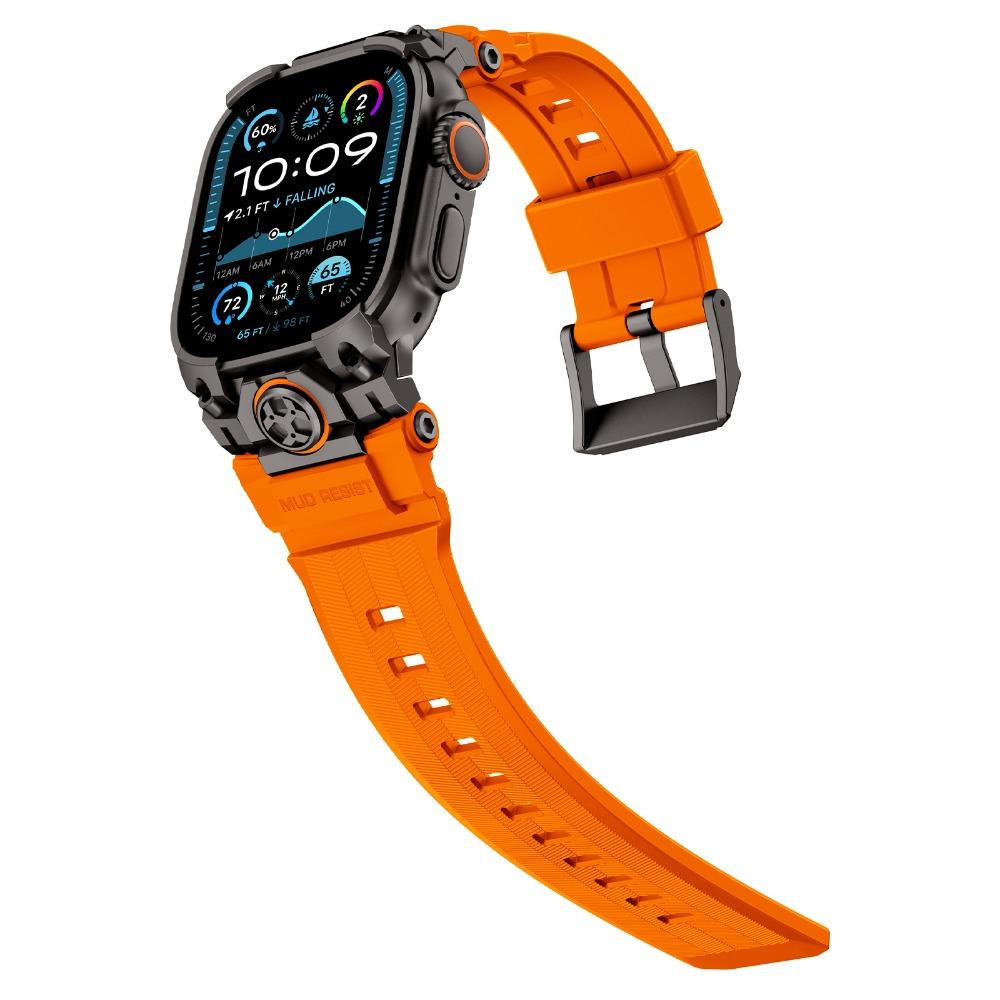 Роскошный Ремешок из Каучука для Apple Watch Band Ultra 3 49мм Ремешок для iWatch Ultra 2 49мм Металлическое Соединение Силиконовое Кольцо Бронированный Браслет