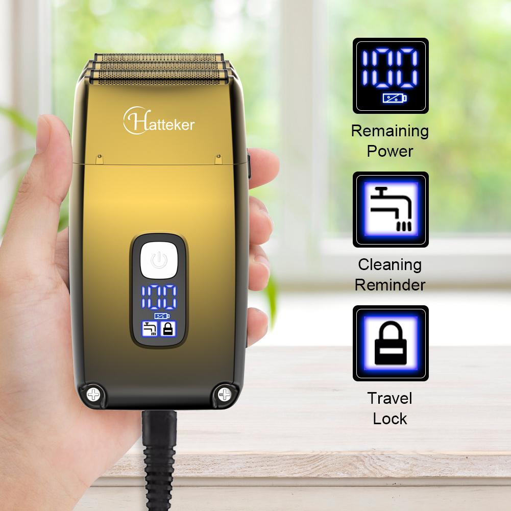 Hatteker Электрическая бритва для мужчин, 3 лезвия, мужская электробритва, водонепроницаемая бритва для лысины, триммер для бороды, бритва из фольги