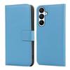Wallet Case - Samsung Galaxy A55 (5G) - Cowhide Leather - 2 Card Slots - Built-in Stand - Sky Blue