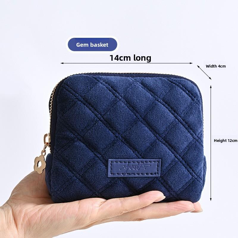 Elegant Plush Cosmetic Storage Case With Zipper For Rings And Bracelets
