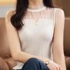 Women Vest Summer MODERN NEW SAGA Knitted T-shirt Sleeveless Basic Tees Wool Knit Tank Knit Top Turtleneck Female