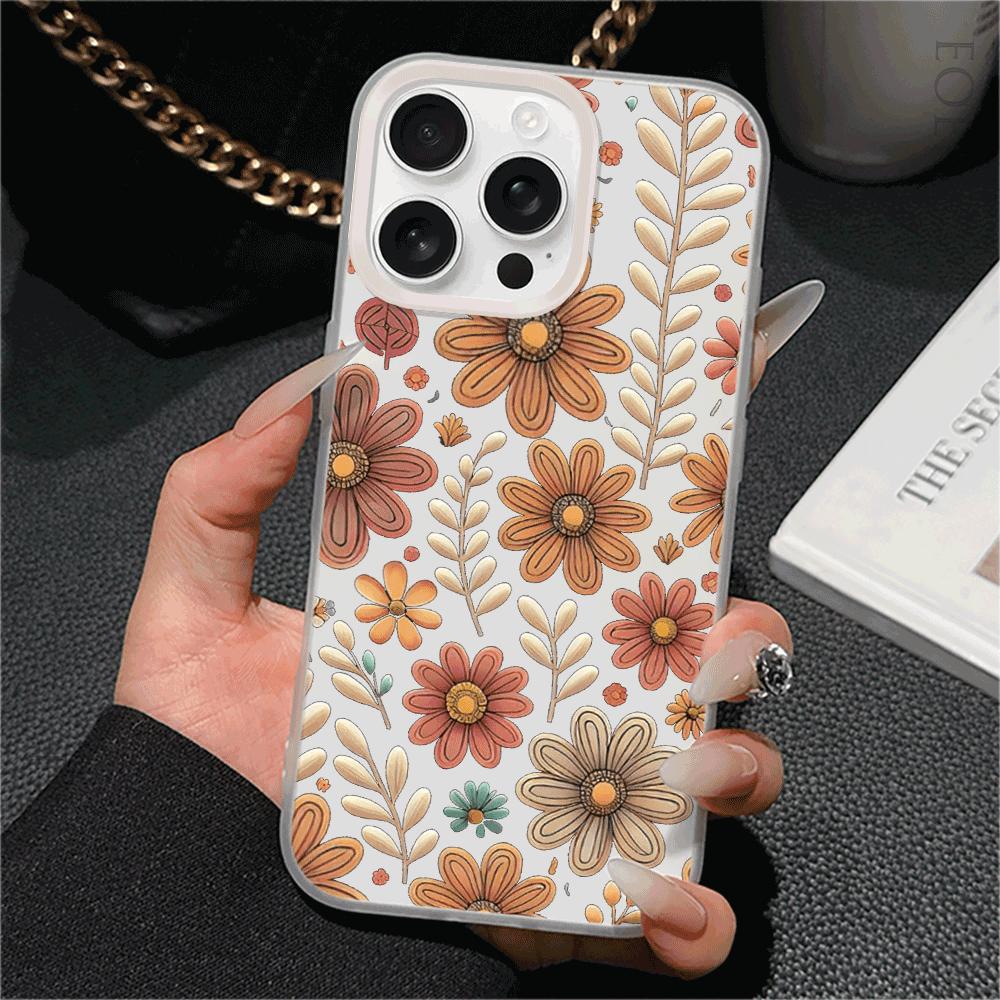 Экзотический Цветочный Чехол для Телефона для iPhone 16 15 14 13 12 11 Pro Max Plus XR XS X TPU Модный Стиль Тонкий Защитный Ударопрочный Чехол