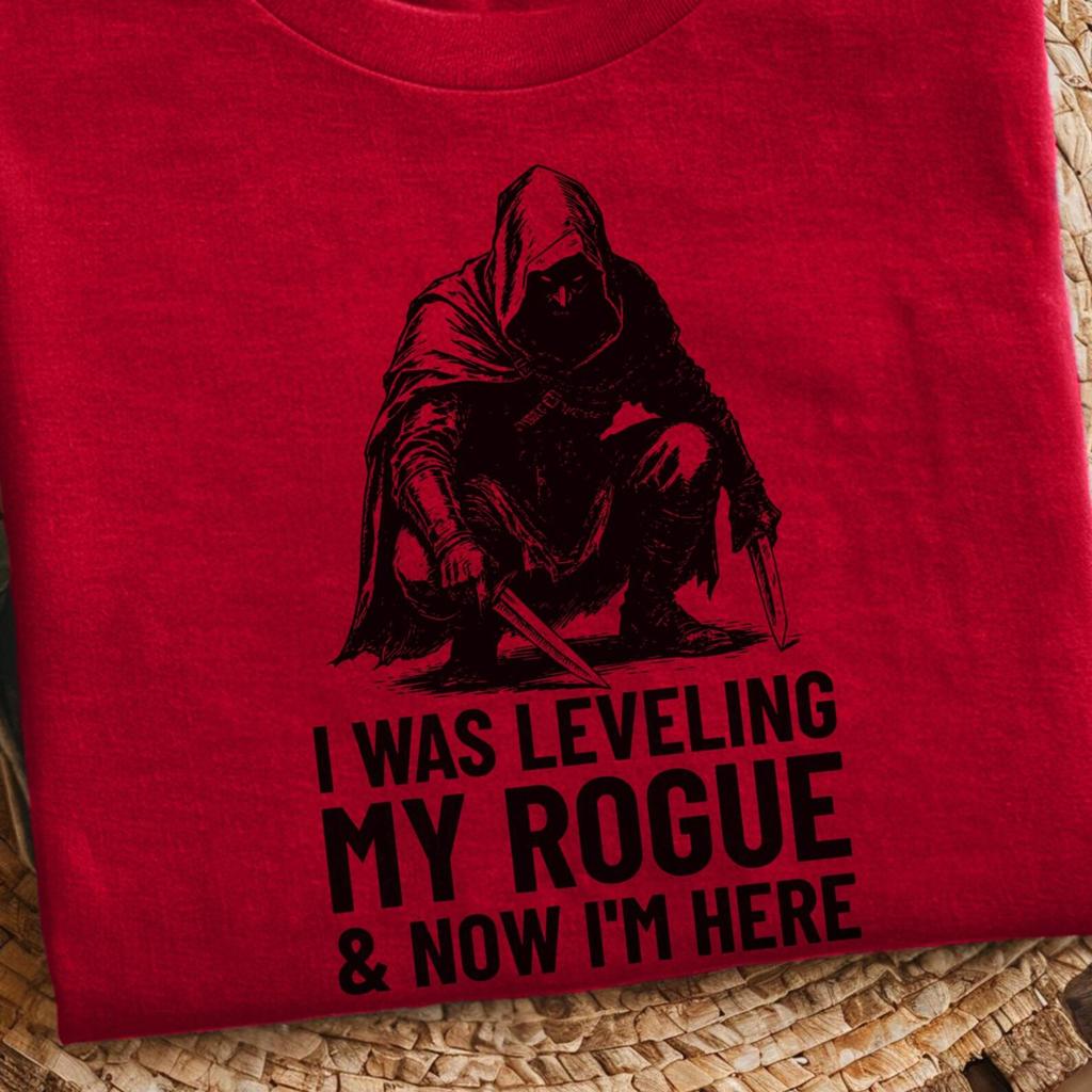 Funny Gamer Shirt I Was Leveling My Rogue And Now I'm Here Stealth RPG Gaming Tee Funny Gamer Shirt Stealth Assassin Gift Gamer T Shirt