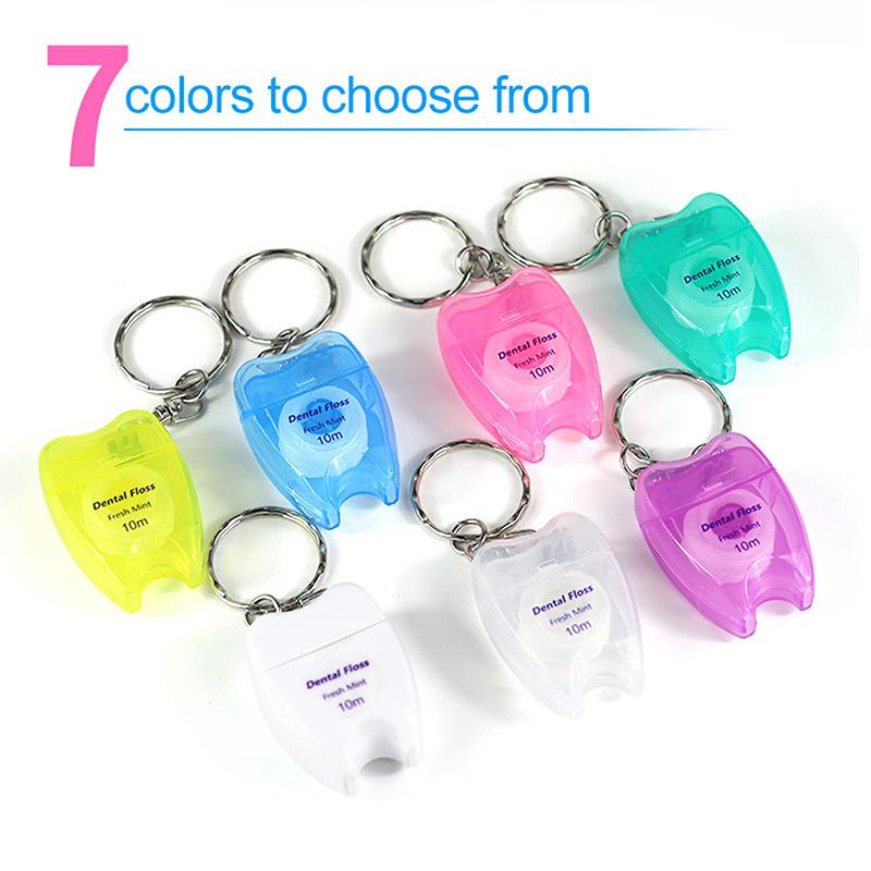 1Pcs Box Mint Dental Floss Roll Keychain Cleaning Oral Tools Dental Floss Stick Adult Home Set Cleaning Interdental Brush