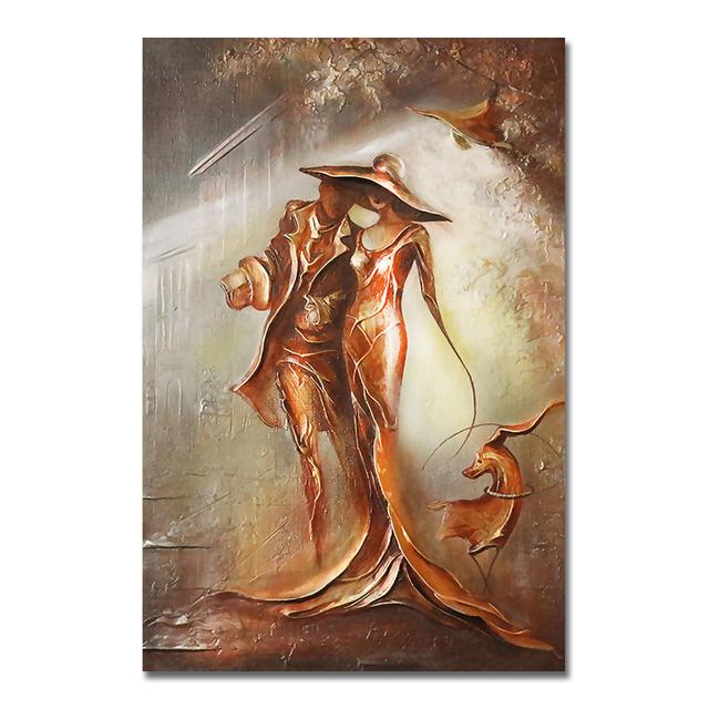 Retro Romantic Lover Oil Painting Couple Figure Painting Wall Art Printmaking Living Room Poster