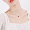 Begua Ringen 925 Sterling Silver Necklace Red Heart-shaped Clavicle Chain Simple Crystal for Women