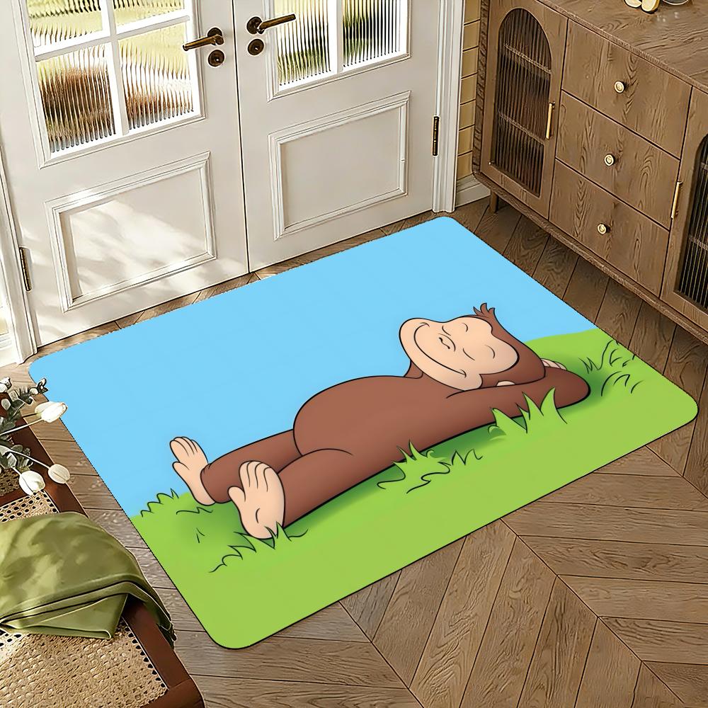 Curious George Floor Mat Floor Mat Soft Flannel Non-Slip Door Rug for Living Room