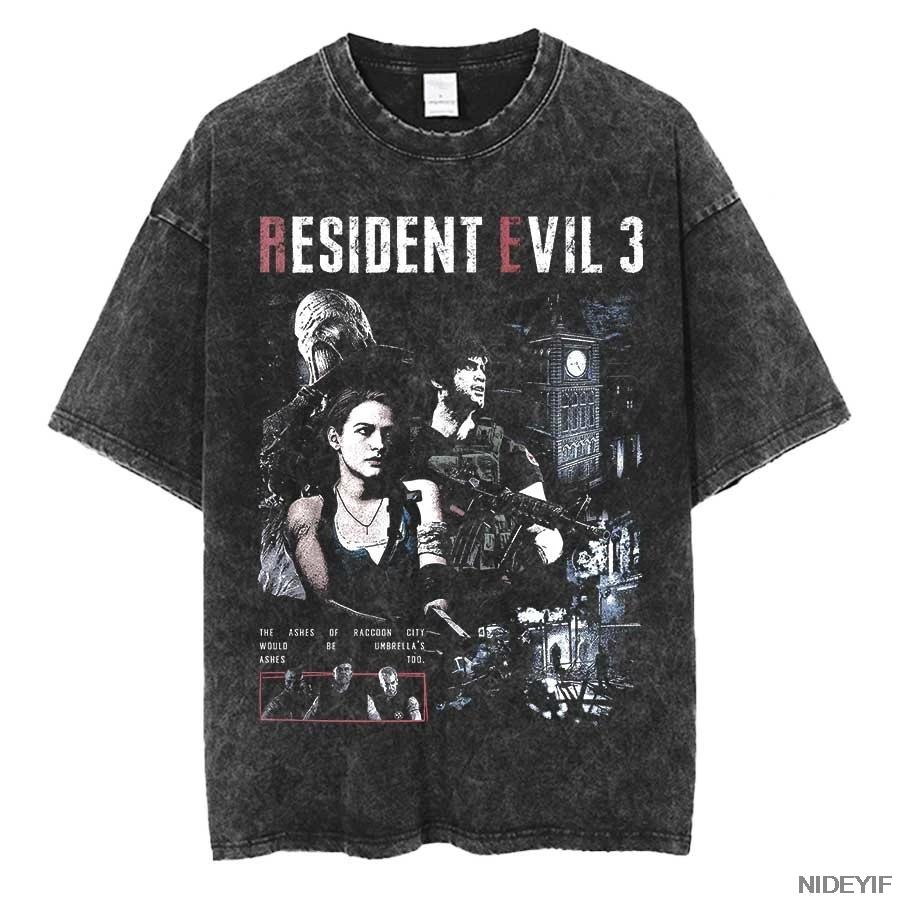 Футболка оверсайз Leon Kennedy из Resident Evil Biohazard 1990-х годов, 100% хлопок, винтажная стирка, для мужчин и женщин