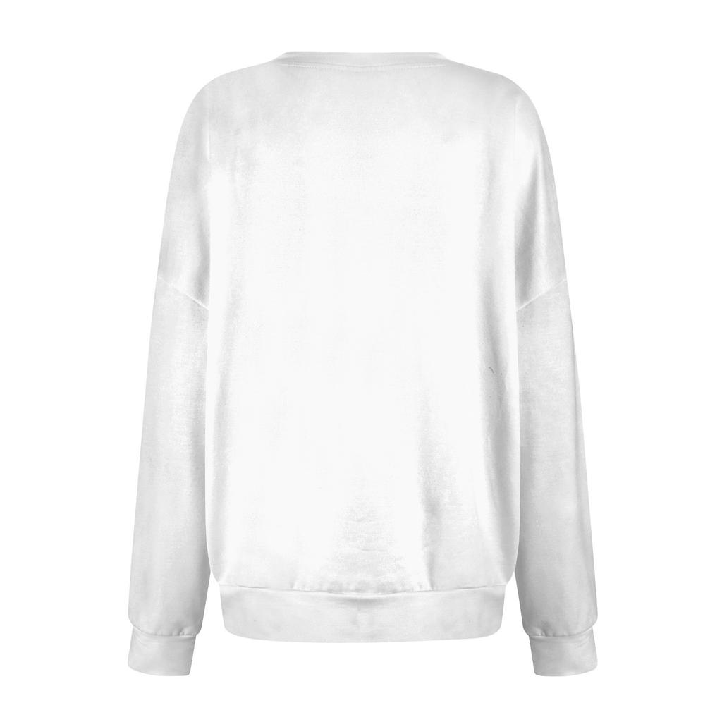 Women's Casual Fashion Print Round Neck Drop Shoulder Sleeve Long Sleeve Sweater Top