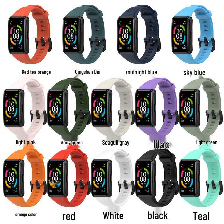 Huawei and Honor Band 6 TPU Rubber Replacement Strap with Protective Wristband (No Screen Protector Included)