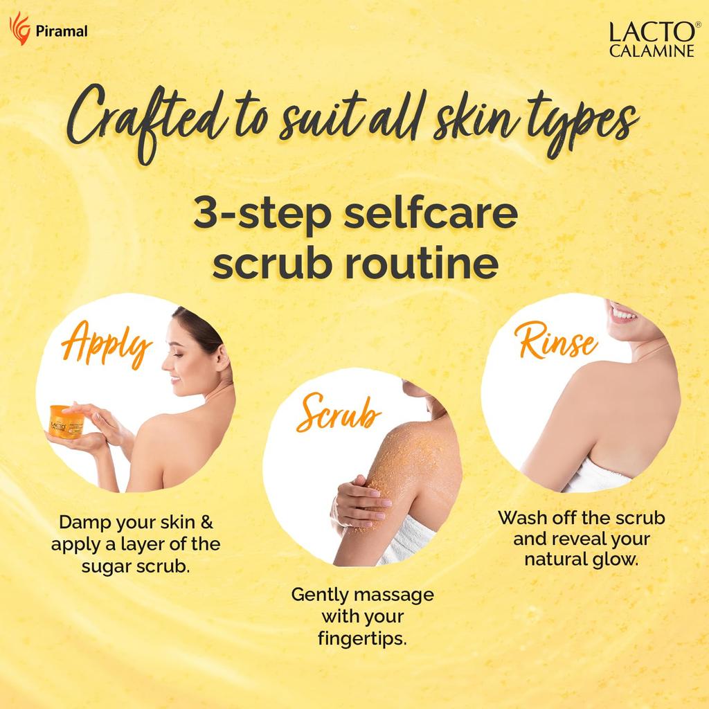 Lacto Calamine Vitamin C Sugar Body Scrub 200 g Pack of 1 Gentle Exfoliator for Healthy Glowing Skin