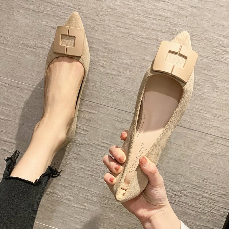 Мода Супер Большой размер 44 45 46 Женская обувь Остроносые Балетки Женская Весна и Осень Новая Легкая Черная Универсальная Большая Рабочая Обувь