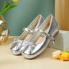 Inner Height Increase Silver Mary Jane Pumps Women's Summer Flats 2025 New Ballet Shoes with Skirt Small Leather Shoes for Women