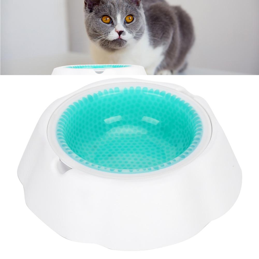 Double Wall Cooling Pet Bowl Round Shape Chilled Cat Dish Summer Pet Water Bowl Summer Hydration