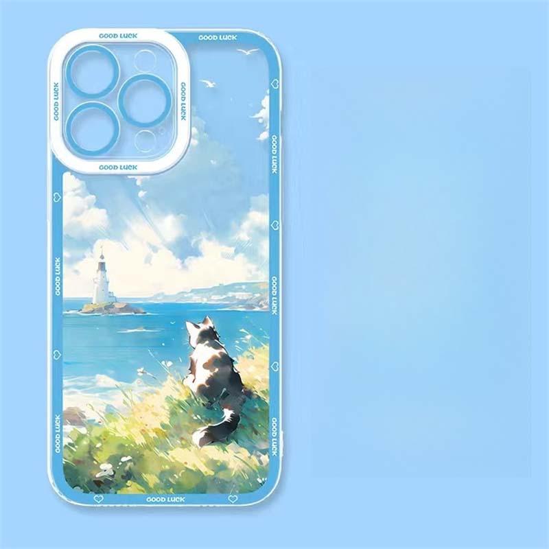 Аниме Пейзаж Милый Кот Цветок Чехол для Xiaomi 15T POCO X7 Pro X5 X6 X3 M3 M4 F5 Pro MI 11 Lite 5G NE Redmi 15C Прозрачная Крышка