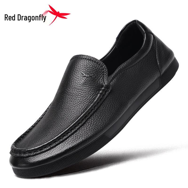Мужские мягкие кожаные лоферы Red Dragonfly - Легкие, удобные, без шнурков, повседневная обувь