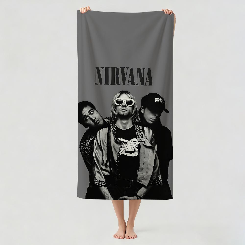 Полотенце для сушки банное рок-группы N-Nirvana Применимо для легкого плавания, кемпинга, йоги, пляжного отдыха