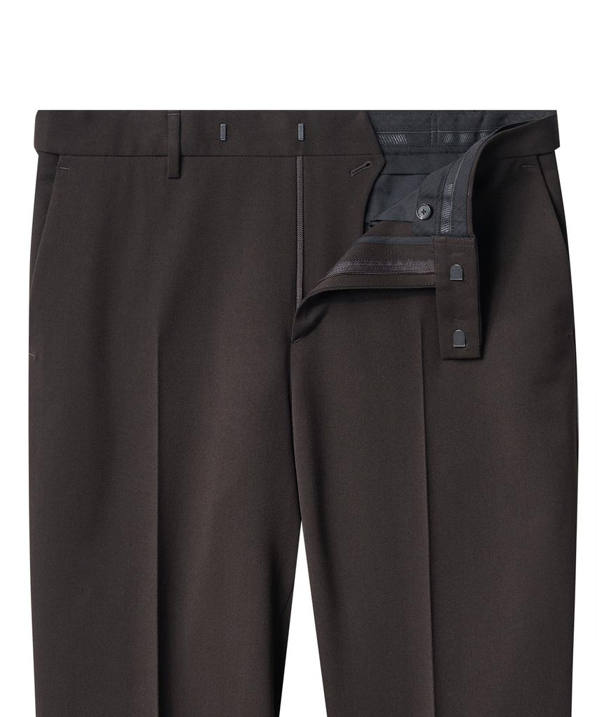 MUSINSA STANDARD Skinny Hidden Elastic Waist Crop Slacks [Dark Brown]