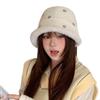 Thick Warm Faux Lamb Wool Bucket Hat One Size Polka Dot Bucket Hat Plush Winter Hat  For Women