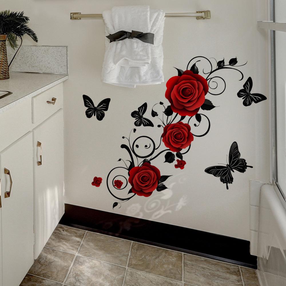 Roses Bedroom Living Room Home Wall Background Beautification Decoration Wall Stickers