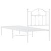 Metal bed frame without mattress with headboard white 75 x 190 cm