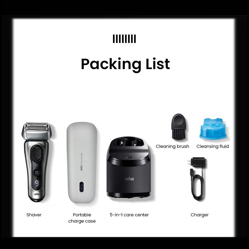 Braun Электробритва S9 Active 9077cc с 5-в-1 центром ухода и дорожным футляром для зарядки
