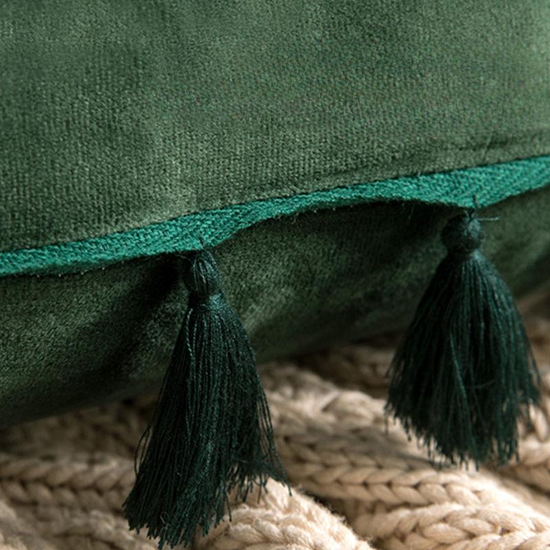 Упаковка из 2 осенних бархатных мягких однотонных декоративных наволочек с кисточками и бахромой в стиле бохо, чехол для дивана-кровати 18 x 18 дюймов