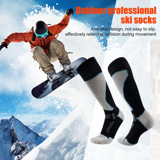 1 пара носков для катания на лыжах выше колена, зимние термоноски, теплые, противоскользящие, ветрозащитные, для сноуборда