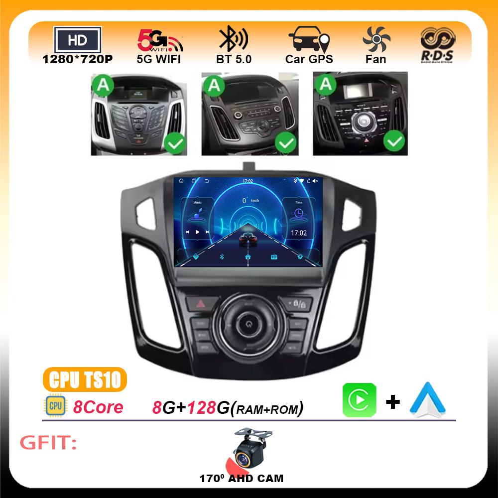 Android 15 Wireless CarPlay Auto For Ford Focus 3 Mk 3 2011 2012 -2015 Car Radio Multimedia Intelligent Systems GPS FM BT SWC