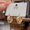 S925 Silver Geometric Circle Earrings - Trendy Light Luxury Niche Ear Jewelry for Women
