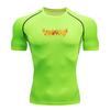Men's Quick Dry Compression Workout T-Shirt, Spike Fire Flame Printed Athletic Top for Gym Running Training Sports Activewear