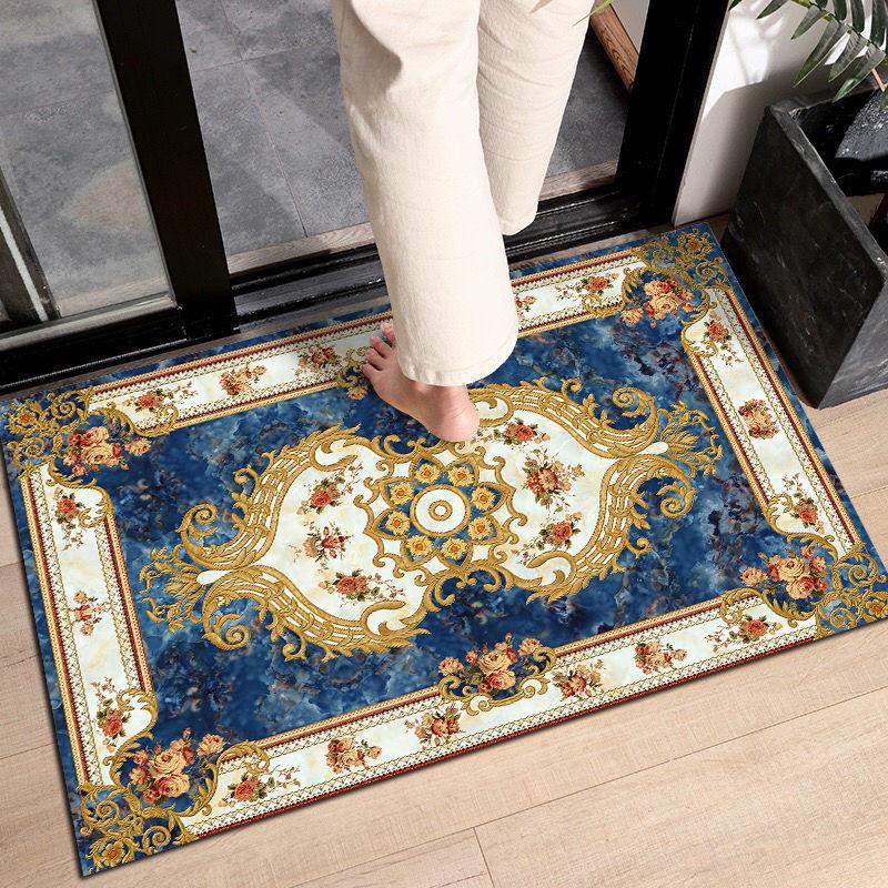 European Crystal Velvet Absorbent Floor Mat for Entrance, Bathroom, Bedroom, or Living Room - Washable.