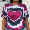 Модная женская футболка с цветным полосатым принтом в виде сердца, забавная повседневная футболка с круглым вырезом и короткими рукавами, летняя женская футболка