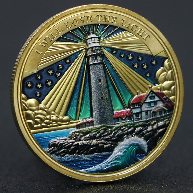 Памятная монета Маяк, высокий рельеф, памятная медаль, монета, декоративное изделие, покрытое золотом и серебром