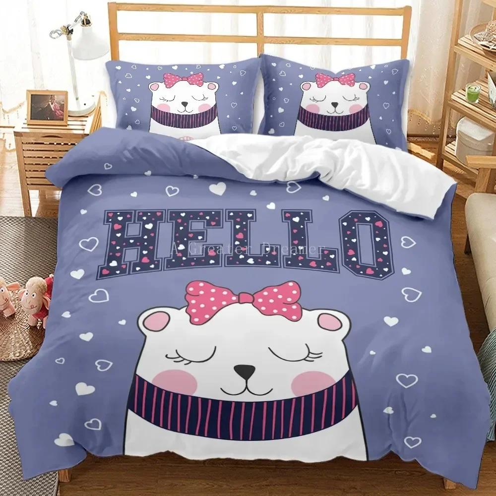 Cat Fashion Pig Cartoons Flat Comfortable Duvet Quilt Cover Pillowcase Bedding Set Children Bedroom Decoration Home Textile