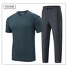 Mens Breathable Ice Silk Short Sleeve T-Shirt Pants Set Casual Sportswear Outfit Lightweight