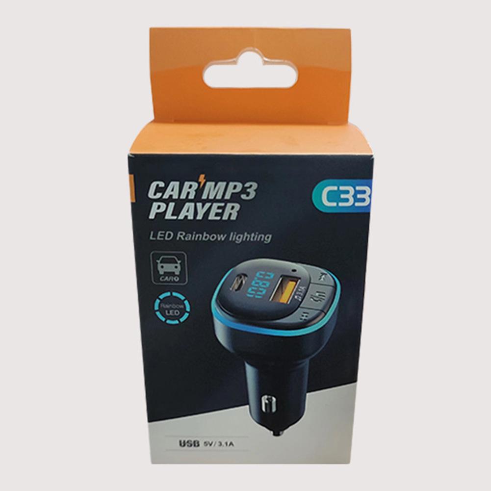 Bluetooth-Compatible 5.0 Car Phone Charger Fast Charging USB Type C Cigarette Lighter MP3 Music Player for Family Travel